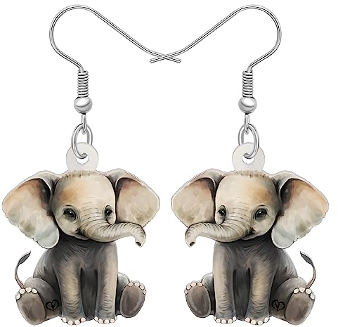 YAYAKO Acryl niedlich Elefant Ohrringe baumeln Schmuck Anime Elefant Geschenke für Frauen Mädchen Charms (Braun)