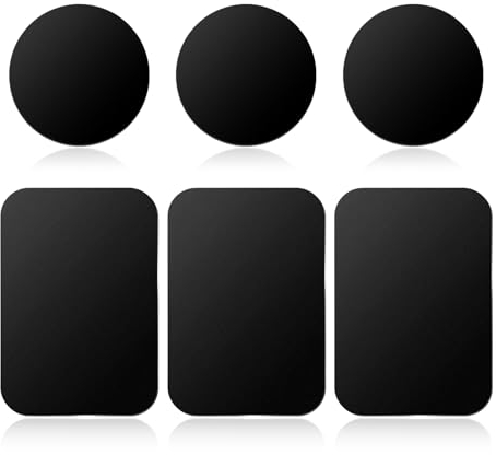 Suofuolef 6 Stück Metallplatte Handy, Runden + Rechteckig Metall Platte mit Klebefolie für Kfz Magnetische Handyhalter, Schwarz