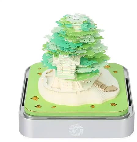 3D Sakura Baum Schreibtischkalender, 2024-Notizblock Mit LED-Lichtern, Papierschnitzerei, DIY-Abreißnotizblock, Hausverzierungen, Ewiger Kalender, Geschenk Für Kinder Erwachsene Freund Freundin