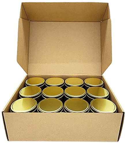 Widybord Latas para velas, 24 piezas, recipientes de metal de 4 onzas para hacer velas, artes y manualidades, almacenamiento en seco, color dorado