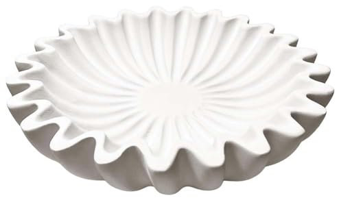 Axaooqeld Decorative Ribbed Ruffle Bowl, Resin Shell Fruit Bowl, Key Dish for Entrance Table, Bowl for Coffee Dining Room, Console Table,