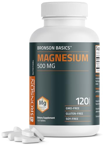 Bronson Magnesium 500 MG Supports Bone & Muscle Health & Nervous System Support - Non-GMO, 120 Vegetarian Tablets