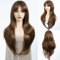DÉBUT Long Brown Wig With Fringe for Women Heat Resistant Synthetic Layered Hair Wigs With Bangs for Daily Party Cosplay Use（26 inches, 6）