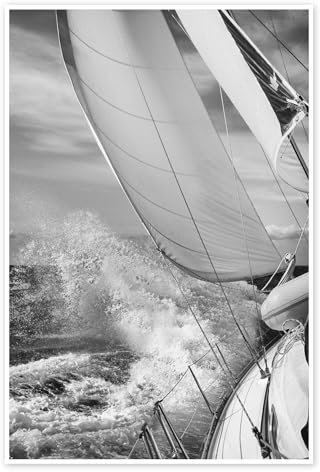 Segeln Schwarz/Weiß Poster von Jan Schuler 20 x 30 cm Grau Wandbilder Wanddeko