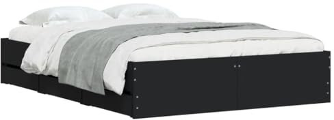 vidaXL Bettgestell, Bettrahmen mit Lattenrost, Bett Gästebett mit Schubladen, Doppelbett Schlafzimmerbett Schlafzimmermöbel, Schwarz 120x190cm Holzwerkstoff
