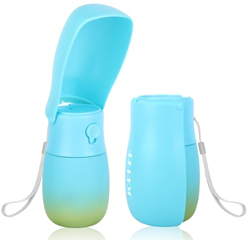 JOPHEK Gourde portable 300 ml pour animaux de compagnie, pliable à 180 °, anti-fuite, avec filtre à charbon actif, pour promenade quotidienne, voyage, camping