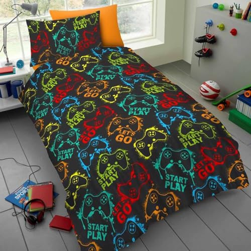 GC GAVENO CAVAILIA Gamer Bedding Set For Boys | Single Bed Duvet Set | Microfiber Video Game Breathable Gamepad Bedding, Multi