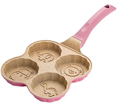 SmPinnaA Padella Con Rivestimento Antiaderente, Frittata Con 4 Stampi Per Hamburger, Design Cartoon, Lega Di Alluminio Spessa, Pentola Per Frittelle Per Uova Fritte Per Gas, Utensile Da Cucina Regalo