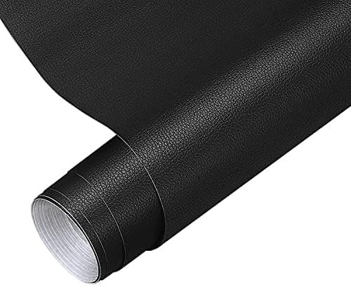 Kunstleder selbstklebende Leder Reparatur Set 60 X 200 cm, Lederflicken selbstklebend Kunstleder Reparaturset für Sofas Handtaschen Jacken Möbel Autositze, Schwarz
