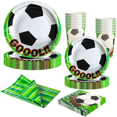 101 piezas Vajilla Fiesta Futbol,Cumpleaños Decoracion Set De Fútbol,Color Verde Vajilla Cumpleaños Infantil Futbol Para 20 Invitados,Utilizado Decoración Del Cumpleaño Infantil