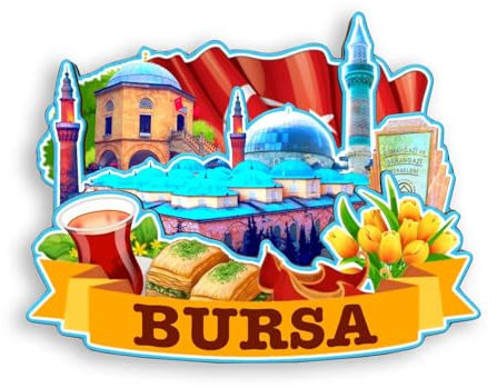 Quwsne Kühlschrankmagnet Bursa Türkei Kühlschrankmagnet Stadt Reise Souvenirs Touristengeschenke 3D klassische Sehenswürdigkeiten handgefertigt Handwerk Heimdekoration -1647