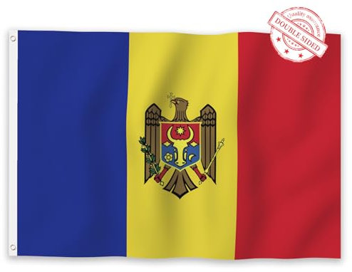 Aoihrraan Bandiera Moldavia 150x250cm Doppio Lato Bandiere Della Repubblica Di Moldova Bandiere Per Feste Esterne Giardino Casa Porch Party Decorazione Bandiere Con 2 Robusti Grommets