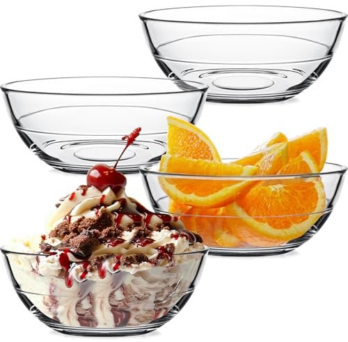 NUTRIUPS Glass Bowls Set, Clear Glass Salad Bowls (500ML, 4PCS)