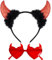 TAXTYHRE Halloween Haarreif Teufel, 2pcs Teufel Zubehör, Teufel Haarreif Set, Teufel Brille, Halloween Haarreif Teufel, Teufelshörner Brille, Tolle Party-Requisiten für Halloween, Karneval