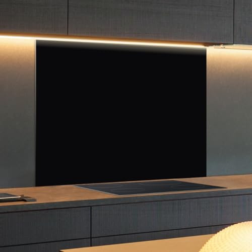 Spritzschutz Küchenrückwand Glas 60 x 40 cm Schwarz, Küchenwand Wandschutz, Herd Spritzschutz, Rückwand Küche Glas, Pfannenspritzschutz - RUECKWAND24