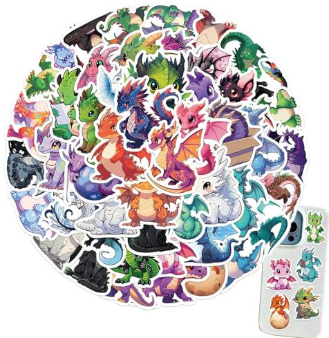 Dragon Decals - Cartoon Dragon Laptop Stickers - Portable Dragon Wall Sticker Decals, Dragon Stickers for Skateboards, Water Bottles, Cars