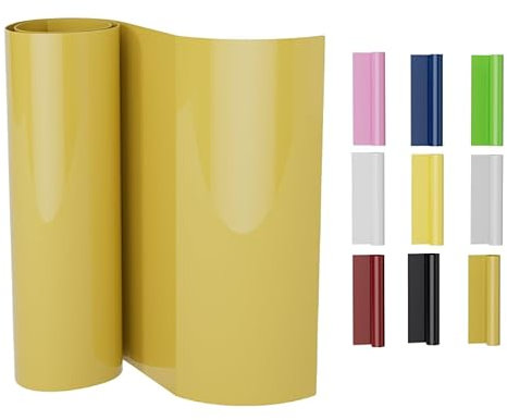 Heat Transfer Vinyl, 12in*6ft (30.5cm*183cm) HTV Vinyl Roll, Iron on Vinyl for T-Shirts, Printable Iron on Vinyl for T-Shirts, Heat Press Vinyl for DIY, Craft (Gold, 12 x 6ft)