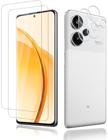 Agedate 2 + 2 protectores de pantalla para Xiaomi Redmi Note 13 Pro Plus 5G, cristal protector de pantalla 9H HD con protección de cámara, protector de pantalla 3D sin burbujas