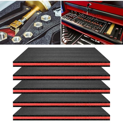 5 pcs Tool Box Foam 17.3x12x1 inch Tool Foam Inserts for Cases Foam Sheets Box Foam Organizer for Toolbox Cabinet Chest Drawer Storage Craft