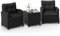LIFEZEAL Gartenmöbel 3er Set, 2 Rattanstühle & Gartentisch aus PE-Rattan, Sofas & Couchtisch aus gehärtetem Glas, Sitzgruppe mit abnehmbaren Kissen für den Terrassen, Balkon, Garten (Schwarz 2)