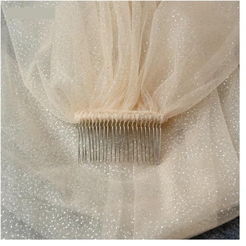 SPPEOUKJ Brautschleier Funkelnde Brautschleier Lange goldene Braut Hochzeitsschleier Farbiges Garn mit Pailletten Für Frauen BräUte(Champagne,75cm)