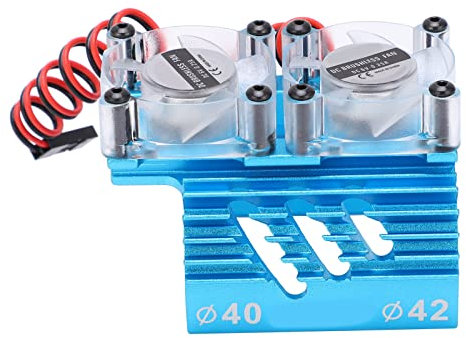 RC Fans Motor, Cooling Fans Motor Heat Sink with Aluminum and Plastic Material for 1/8 1/7 RC Car Summit ARRMA ZD Racing (Blue