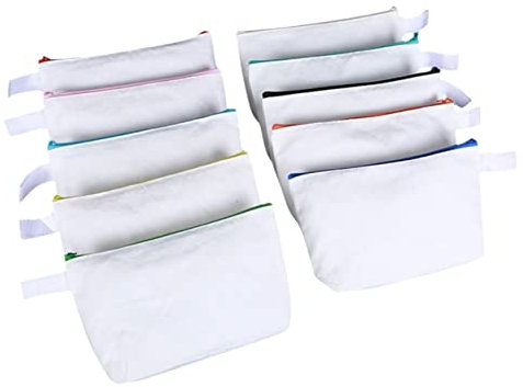 DIYEAH 10 Stück Bleistiftbeutel Machen Tasche groß Travel Makeup Bag Canvas Cosmetic Bag Portable Cosmetic Pouch federmäppchen Canvas-Beutel mit Reißverschluss Baumwolltuch
