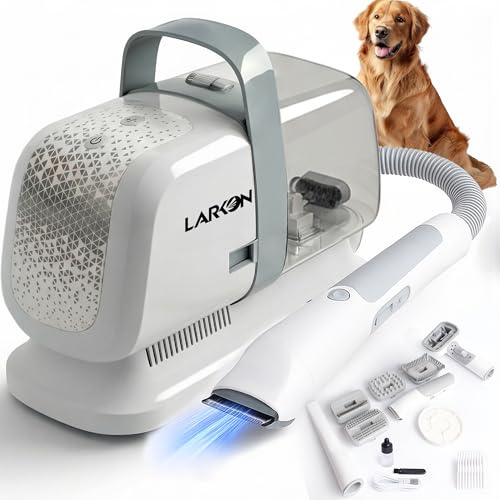 Larkon Aspirateur de toilettage pour chiens et chats – Aspirateur puissant pour la maison avec brosse anti-nœuds, broyeur à ongles, outils de massage et kit complet de toilettage pour chien