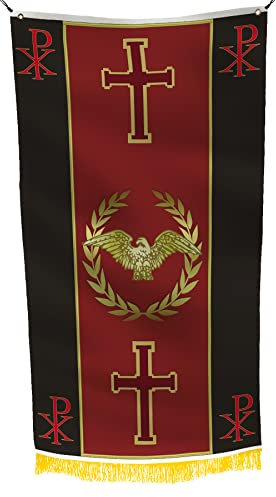 Bandiera cristiana occidentale SPQR Impero Romano Bandiera della Democrazia Europea Storia dell'Antica Roma - Materiale colorato anti-sbiadimento - Adatto per la decorazione della casa romana, il