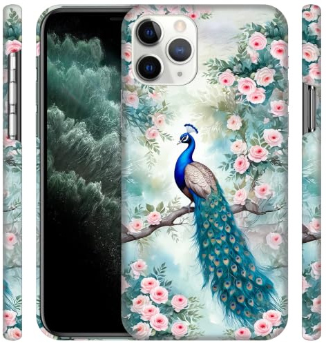 GlamCase for iPhone 11 Pro, iPhone 11 Pro Case - Peacock Floral Design Printed Cute Slim & Sleek Hard Plastic Snap on Protective Designer Back Phone Case/Cover for iPhone 11 Pro