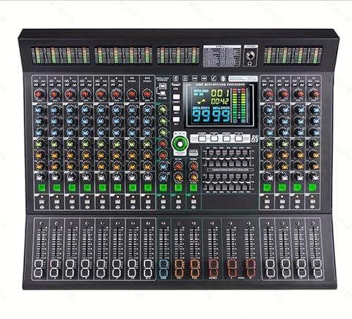 Nuoxiange MD14 Audio-Mischpult,14 Kanal Profi Mischpult mit Bluetooth 5.0 & USB Wiedergabe - 99 DSP Effekte | 48V Phantom Power | 7-Band EQ | Echtzeit-Überwachung (MD14)