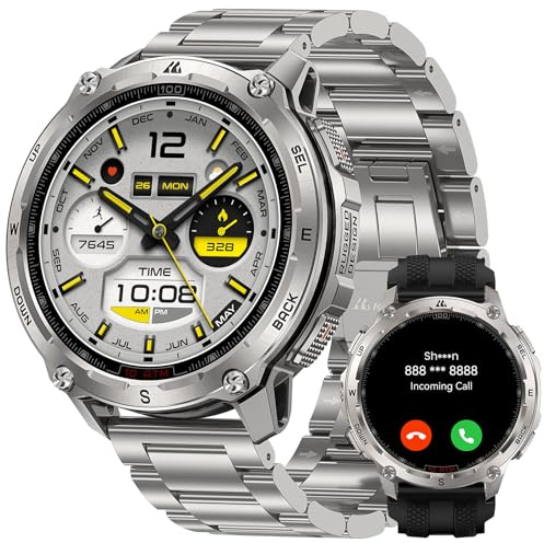 KOSPET TANK T4 Special Edition Smart Watch for Men, GPS and Offline Map | Rugged Stainless Steel, 10 ATM, Walkie Talkie, 45M Freediving/Scuba/Gauge Dive, Bluetooth Call, Heart Rate, Sleep Monitor