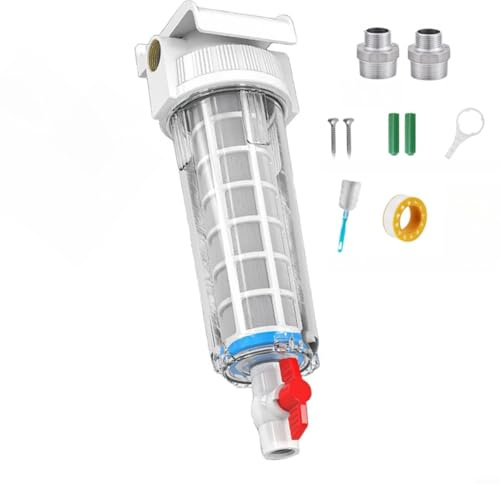 Helilyco Filtro dell'acqua per la rimozione di sedimenti e sabbia pre-filtro con aspirazione inversa autopulente per elementi, adatto per acqua di pozzo rurale e acqua di rubinetto comunale, bianco