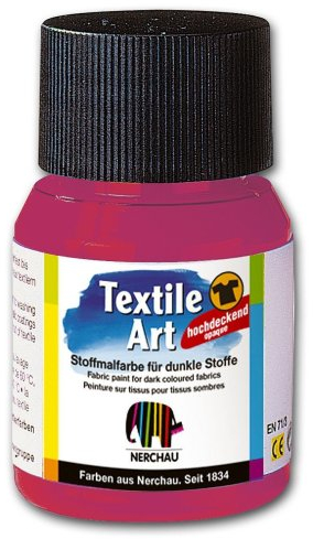 Nerchau 144316 - Textile Art Stoffmalfarbe für dunkle Stoffe, 59 ml, Himbeere