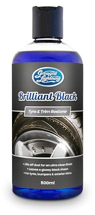 Greased Lightning Brilliant Black Tyre & Trim Restorer - Restores New Look Shine to Car Tyres and External Trims, Quick and Easy Application - 500ml