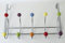 Türgarderobe Hakenleiste Garderobenleiste Kleiderhaken Stahl glanz chrom / bunt mit 5 Haken und 10 Porzellanknöpfen