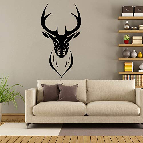 Hirsch Wandtattoo Sticker Aufkleber Wandaufkleber wiederablösbar (16 cm (B) x 30 cm (H), Schwarz)