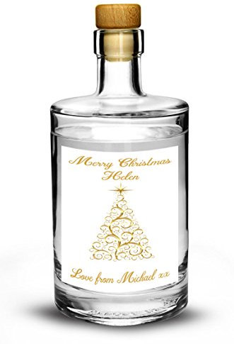 2 x Personalised Christmas Gin Vodka Whisky White Bottle Label Stickers by Ellis Graphix (TM)