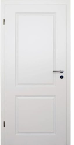 HORI Zimmertür Komplettset mit Zarge und Türdrücker I Innentür weiß lackiert mit zwei Füllungen I Höhe 198,5 cm I Anschlag, Breite und Wandstärke wählbar - DIN Links - 1985 x 735 x 40 mm