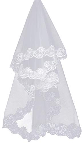 BESTOYARD Brautschleier Spitze Blumen Hochzeitsschleier Kathedralen Schleier Brautkleid Zubehör 1.5m (Weiß)
