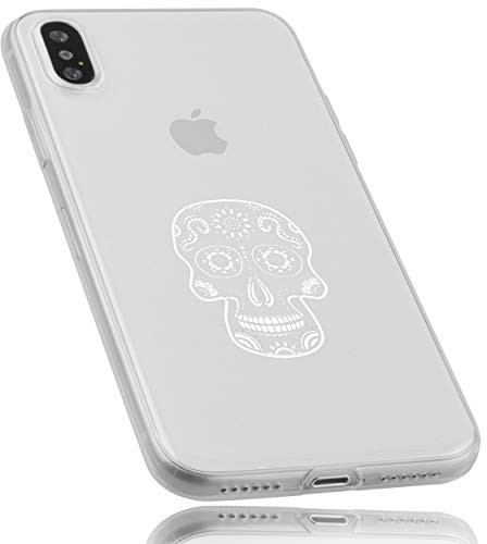 mumbi Hülle kompatibel mit iPhone X / XS Handy Case Handyhülle dünn mit Motiv Calavera weiss, transparent