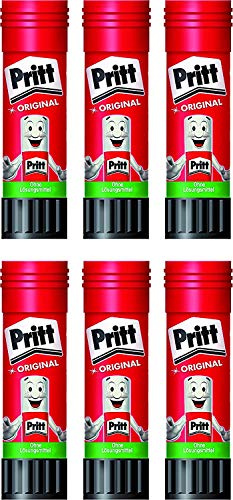 Pritt Colla stick, da 11 g, trasparente, lavabile, rimovibile, priva di solventi, in set da 6 (etichetta in lingua italiana non garantita)