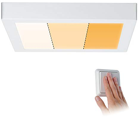 Paulmann 79801 Carpo LED Panel 300mm eckig 16W Weiß matt mit Warmdimmfunktion 3000-2300K