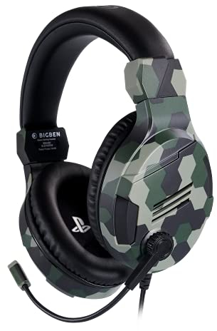 Bigben Cuffie Gaming V3 PS4 PS5 Ufficiale Sony PlayStation, Camouflage Verde