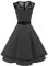 AXOE Damen Rockabilly Kleid 50er Jahre Vintage A-Linie Festlich & Alltag mit Spitze & Gürtel für Hochzeit Sommer Cocktail Schwarz Weiß Gepunkte, Gr.44 (EU 46), XXL