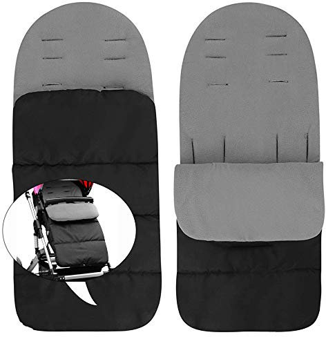 SUPEROK Sac de couchage pour poussette 3 en 1 Universel, chancelière de luxe rembourrée imperméable,chaud,Un must pour les voyages d'hiver en plein air,Type de croissance infantile 0-3 ans (gris)