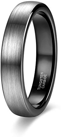 Zakk Ring Herren Damen 4mm Wolfram Verlobungsring Trauringe Ehering Partnerringe Gebürstet Schwarz Blau Größe 47 bis 69 (Schwarz,55 (17.5))
