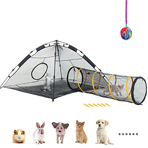 ITENT Katzenzelt für drinnen und draußen Katzengehege (Outdoor, Tunnel und Spielhaus), Katzenlaufstall, XL, tragbar, Katzentunnel, Spielzelte für Katzen, Kaninchen und kleine Tiere