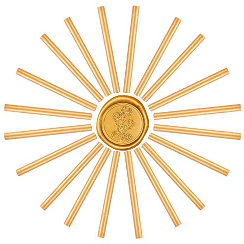 CRASPIRE 20PCS Wax Seal Stick Glue Gun Wax Seal Stick for Wax Seal Stamp, Sealing Wax Sticks for Wedding Invitations, Cards, Envelopes (Gold)