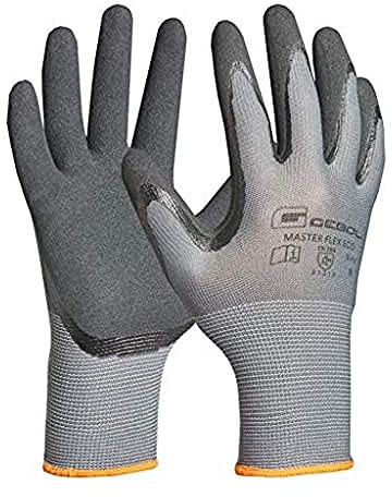 Gebol Master Flex Eco, Arbeitshandschuhe für Werkstatt & Garten, atmungsaktive Nitrilhandschuhe mit Schutz vor Öl & Nässe, Unisex Gartenhandschuhe mit sicherem Griff, Gr. M (Gr.8), Grau